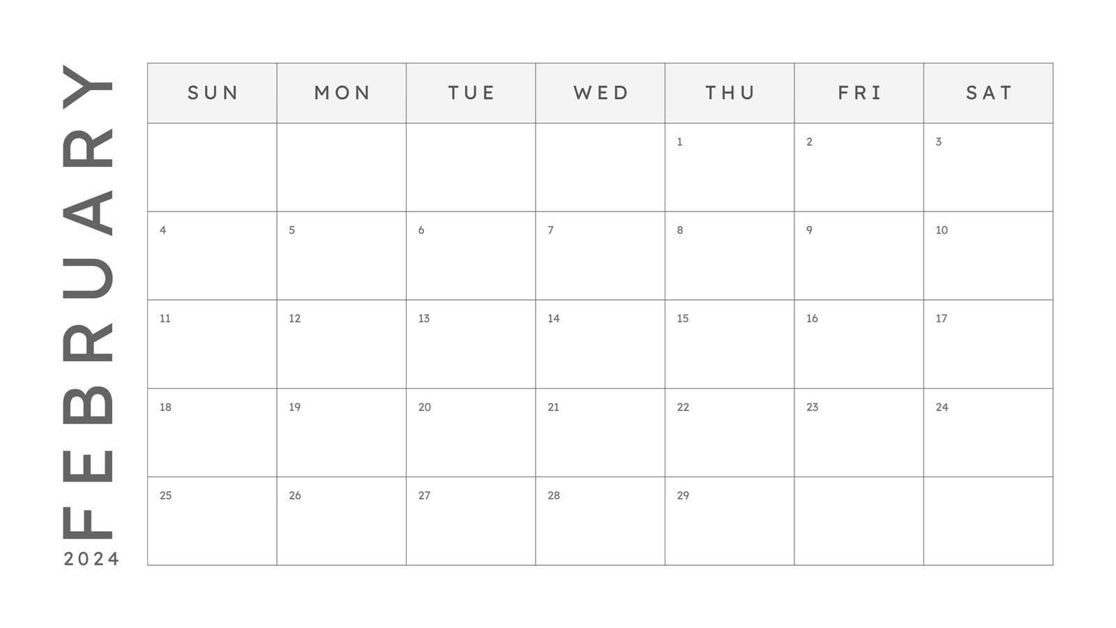 blank february calendar template