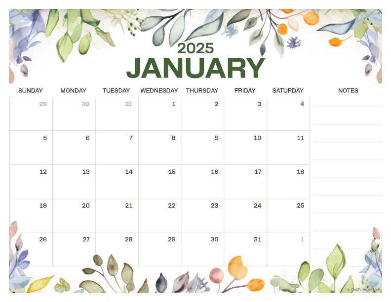 blank january 2025 calendar template