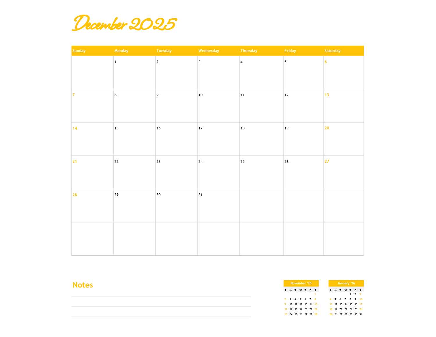 blank january 2025 calendar template