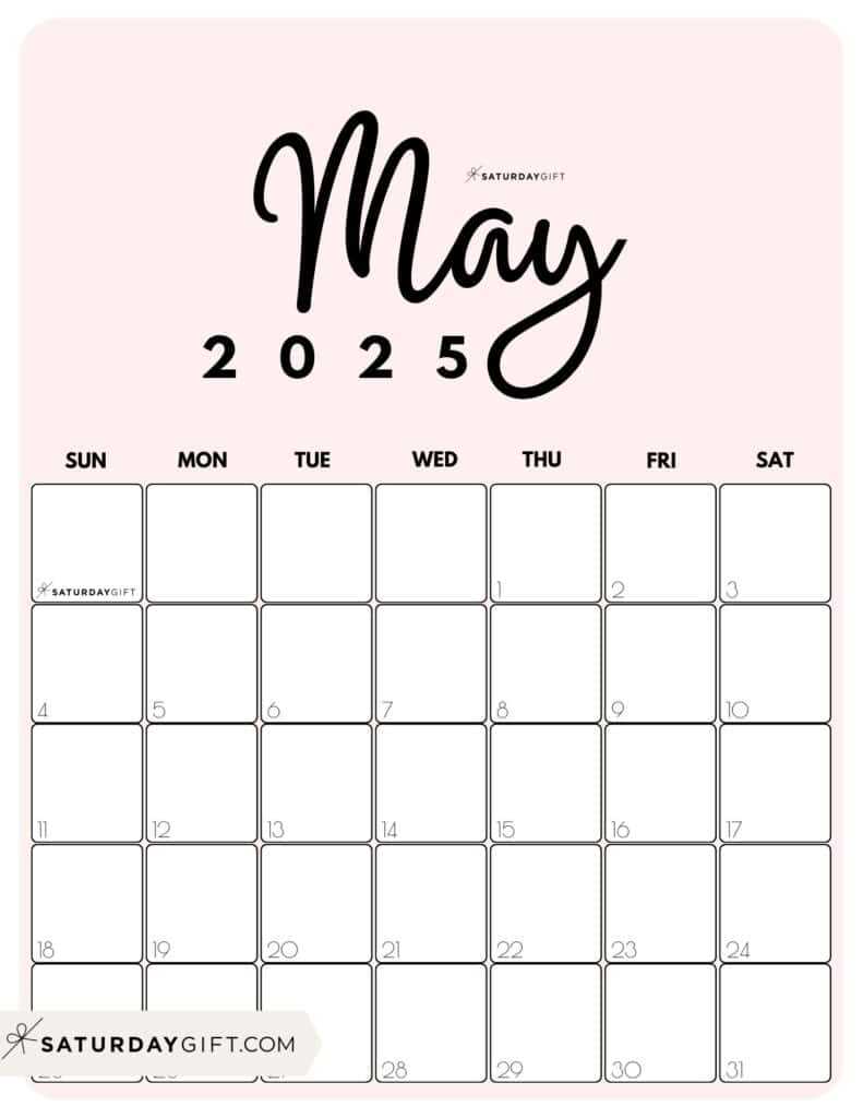 blank may calendar template 2025