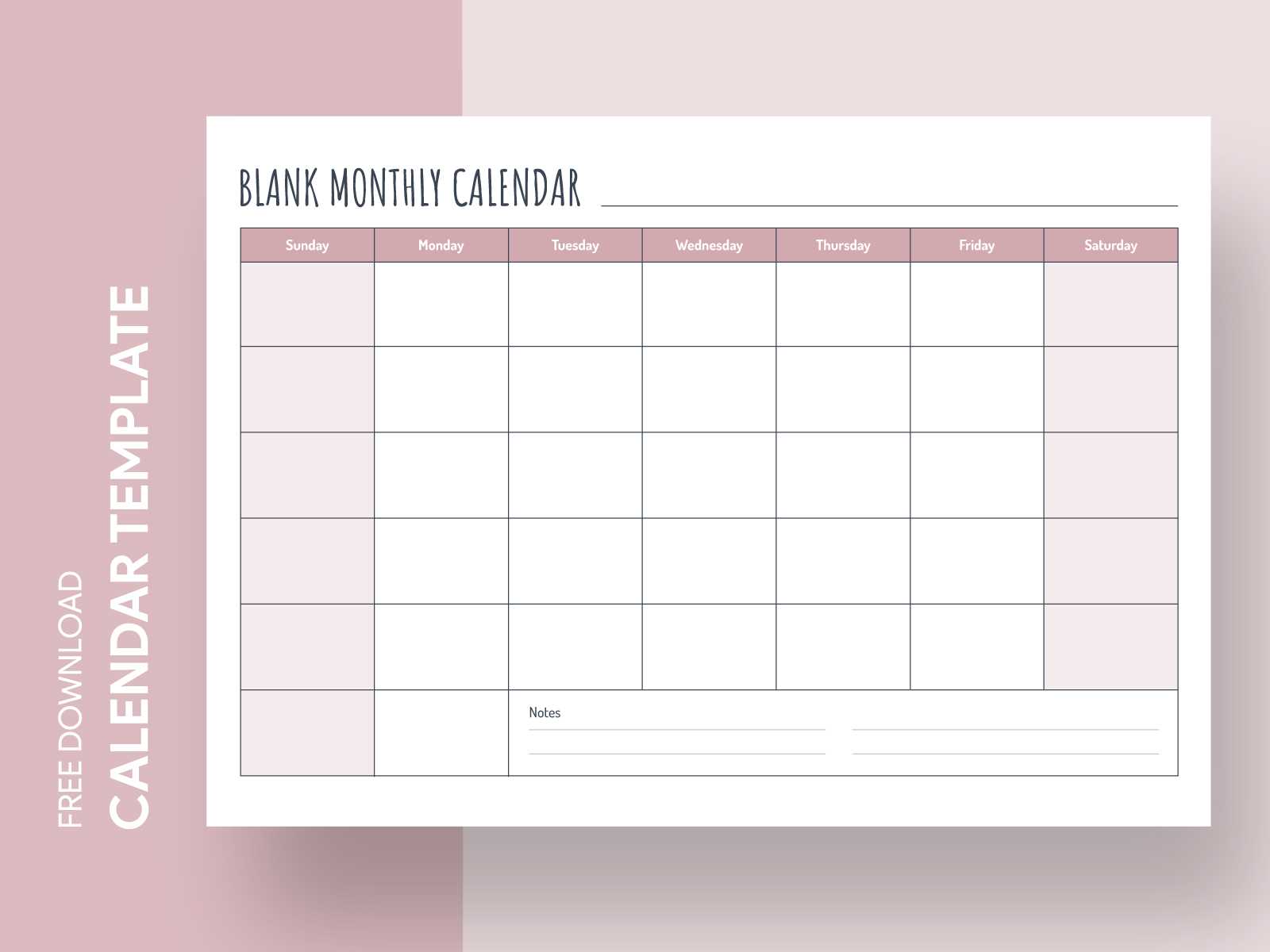 blank month calendar template