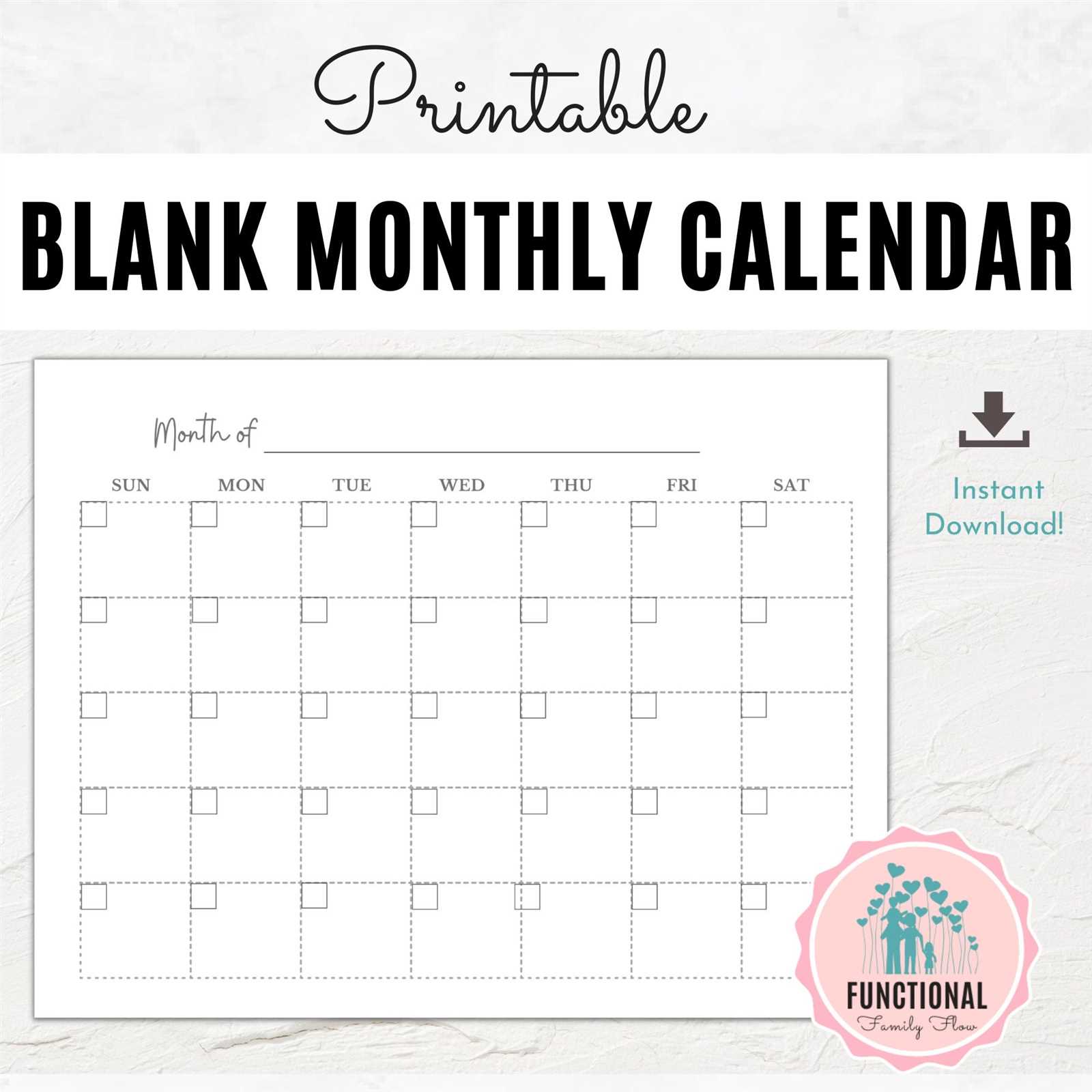 blank monthly calendar template no dates