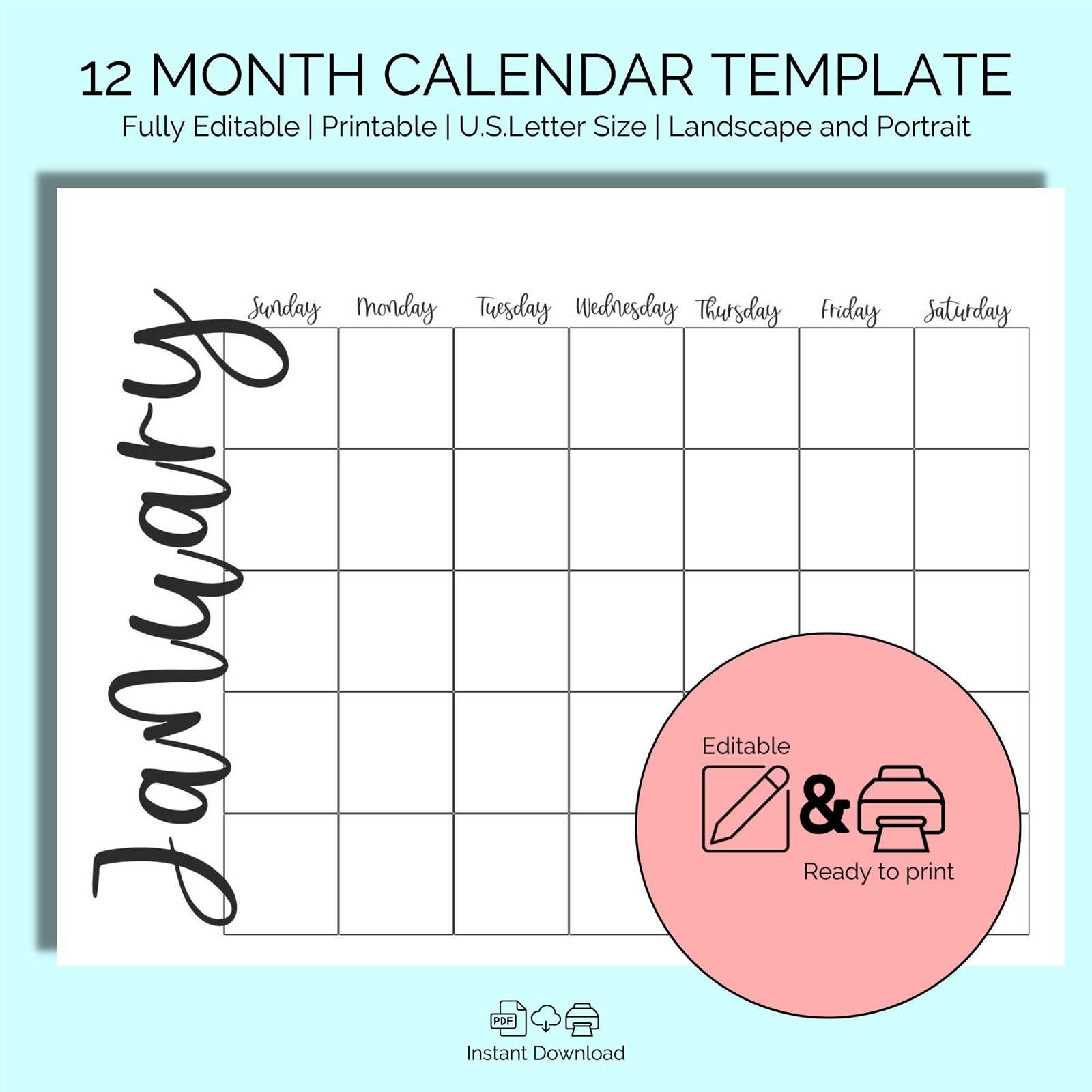 blank monthly calendar template portrait