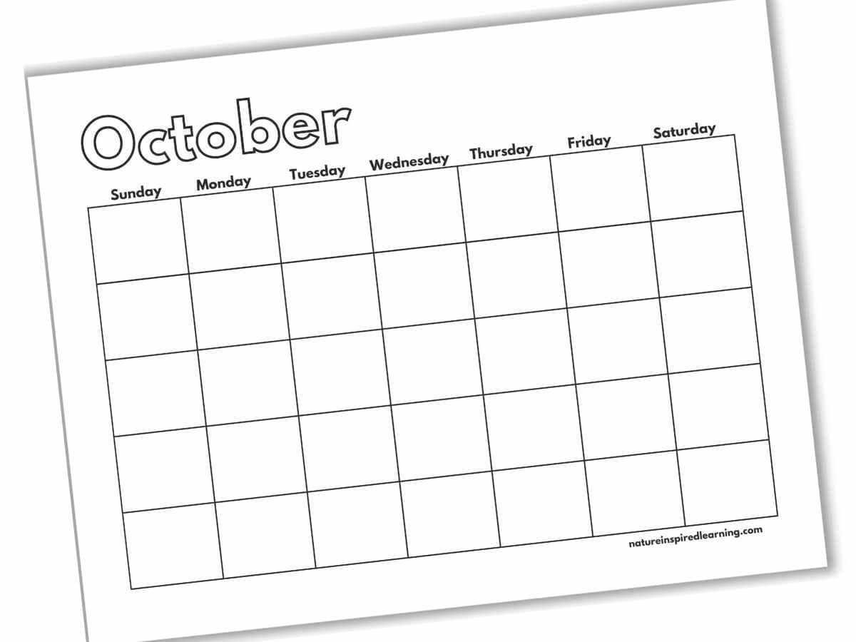 blank october calendar template