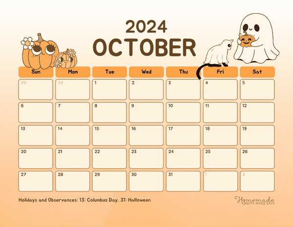 blank october calendar template