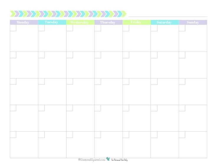 blank one month calendar template