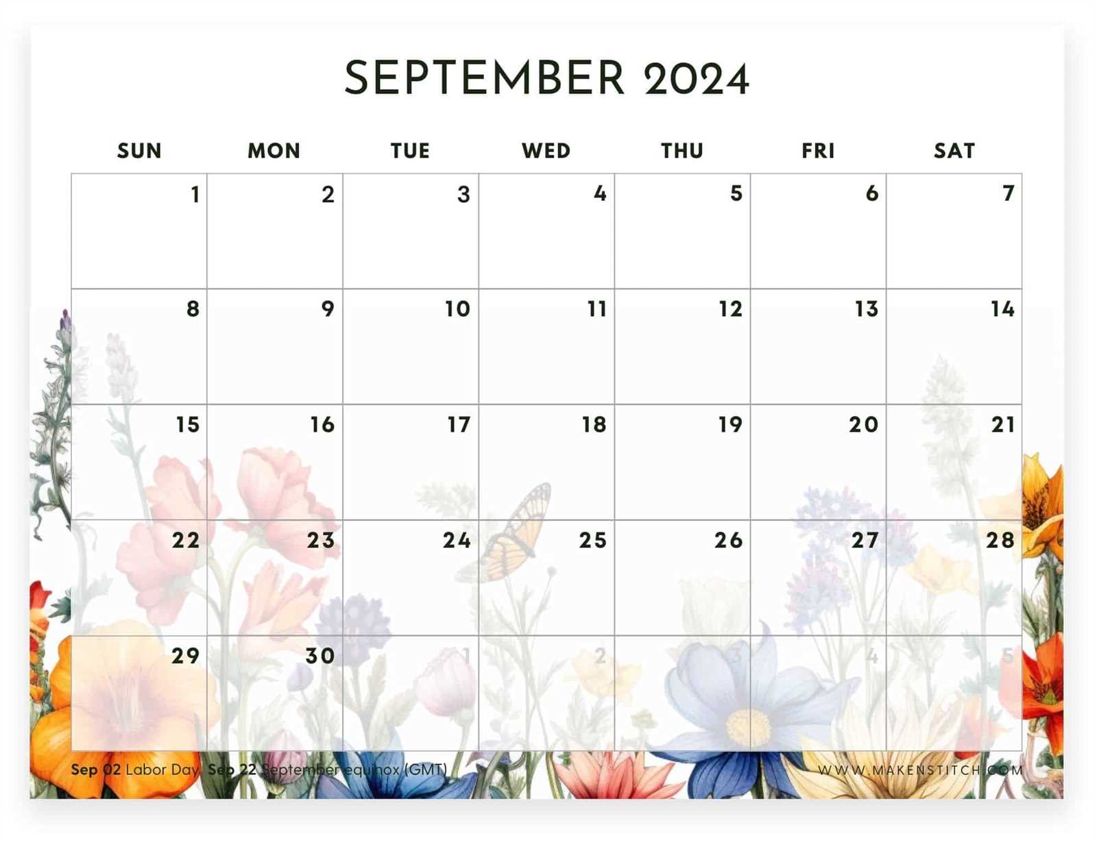 blank september calendar template