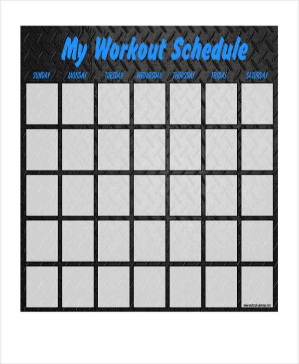 blank workout calendar template