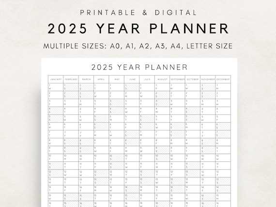 blank year calendar template 2025