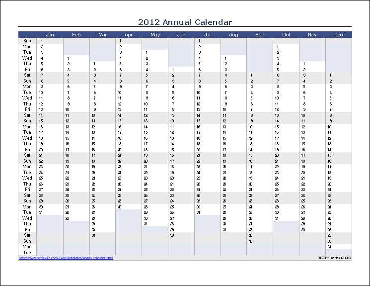 blank year calendar template