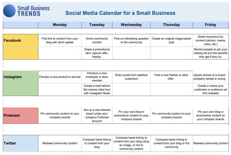 blogging calendar template