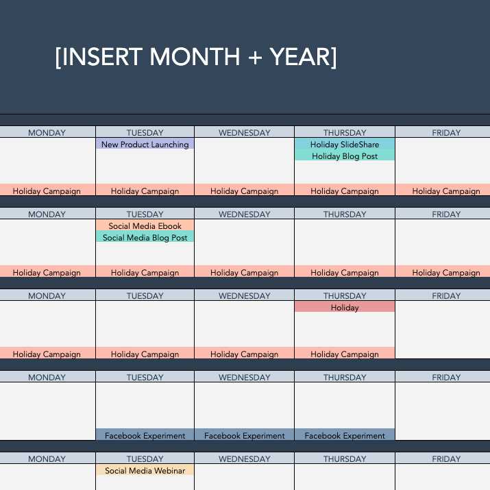 blogging calendar template