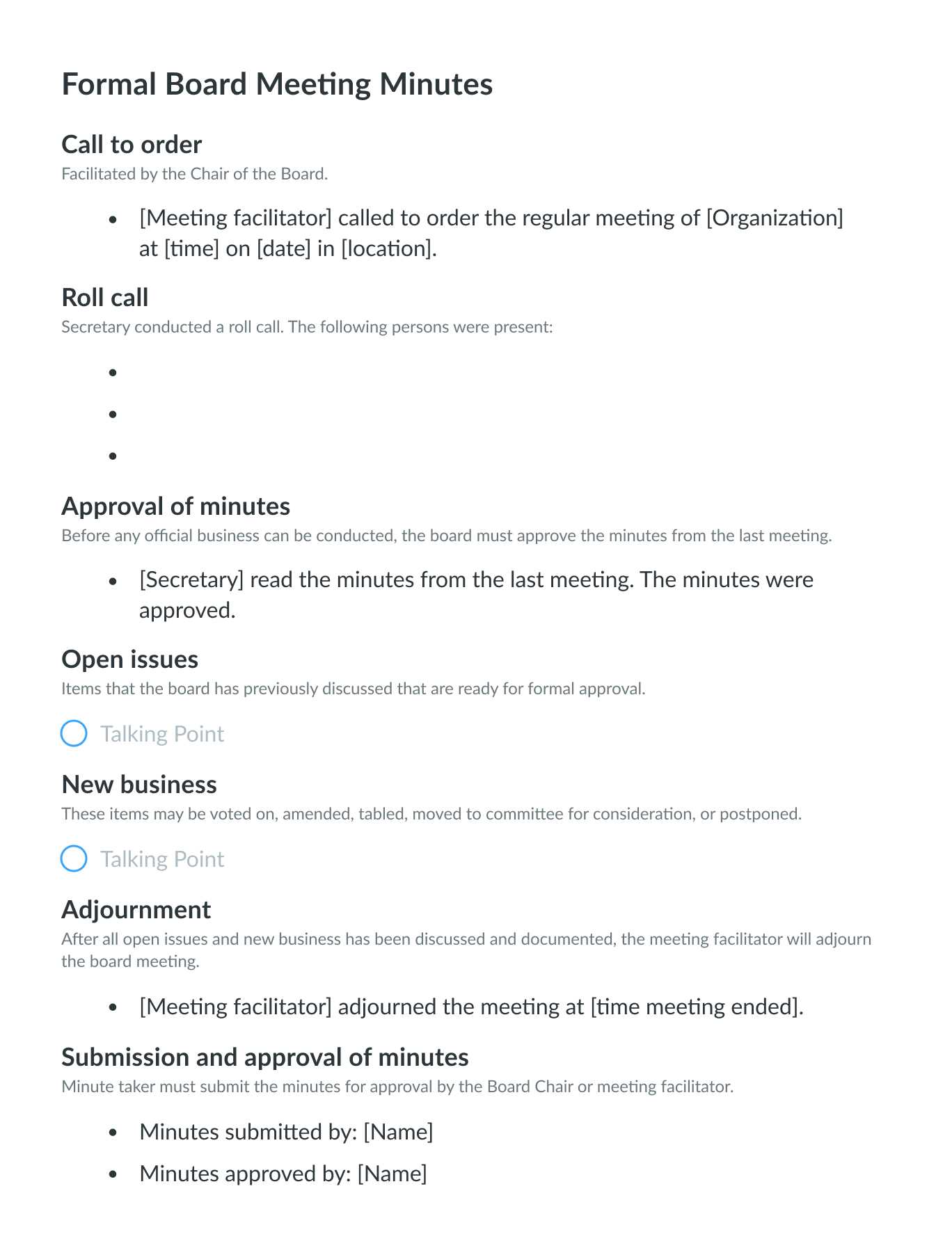 board meeting calendar template