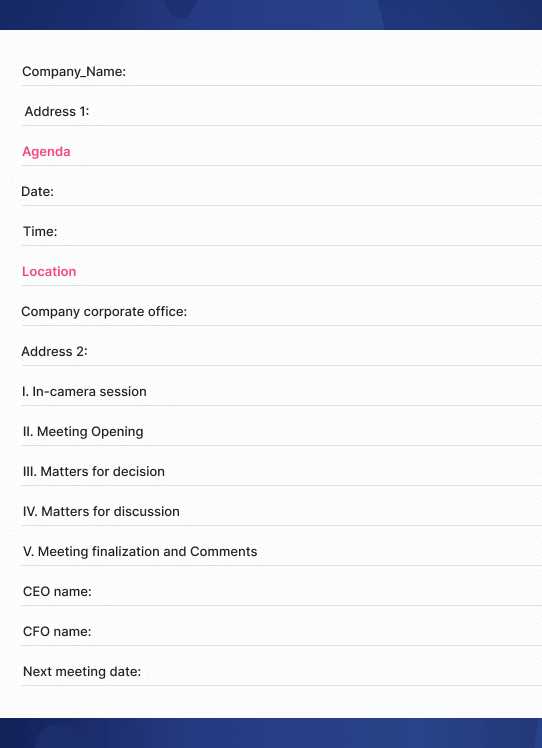 board of directors calendar template