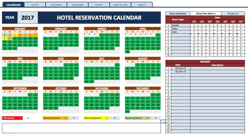 boardroom booking calendar template