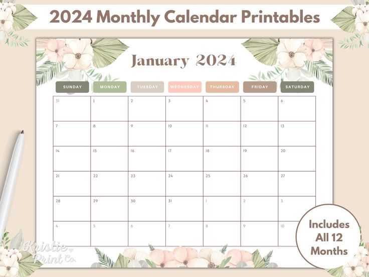 boho calendar template