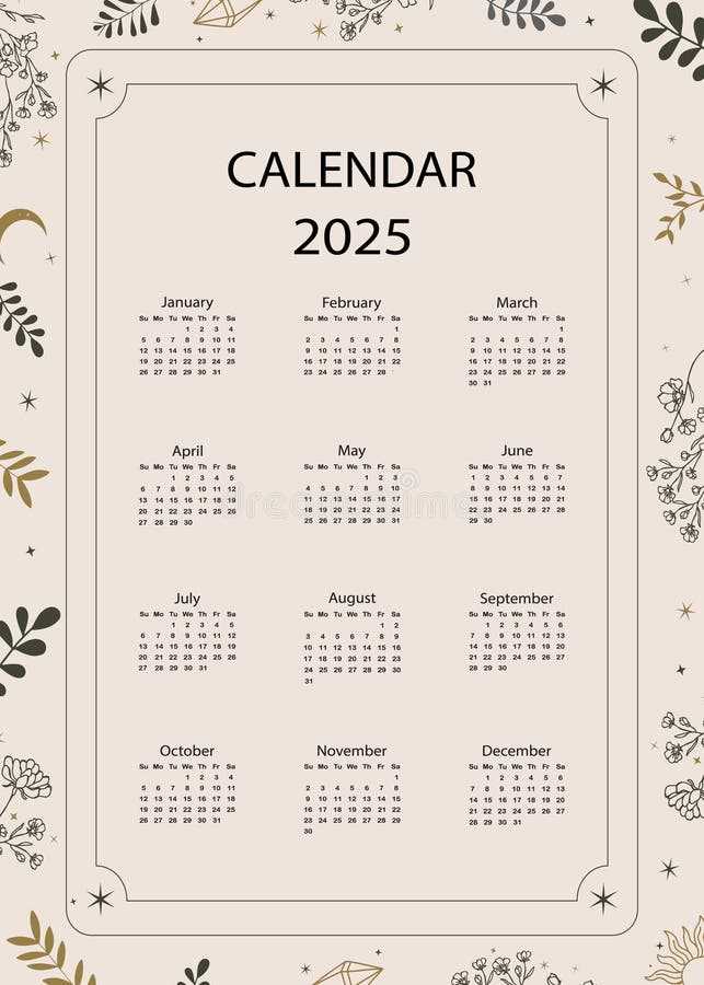 boho calendar template