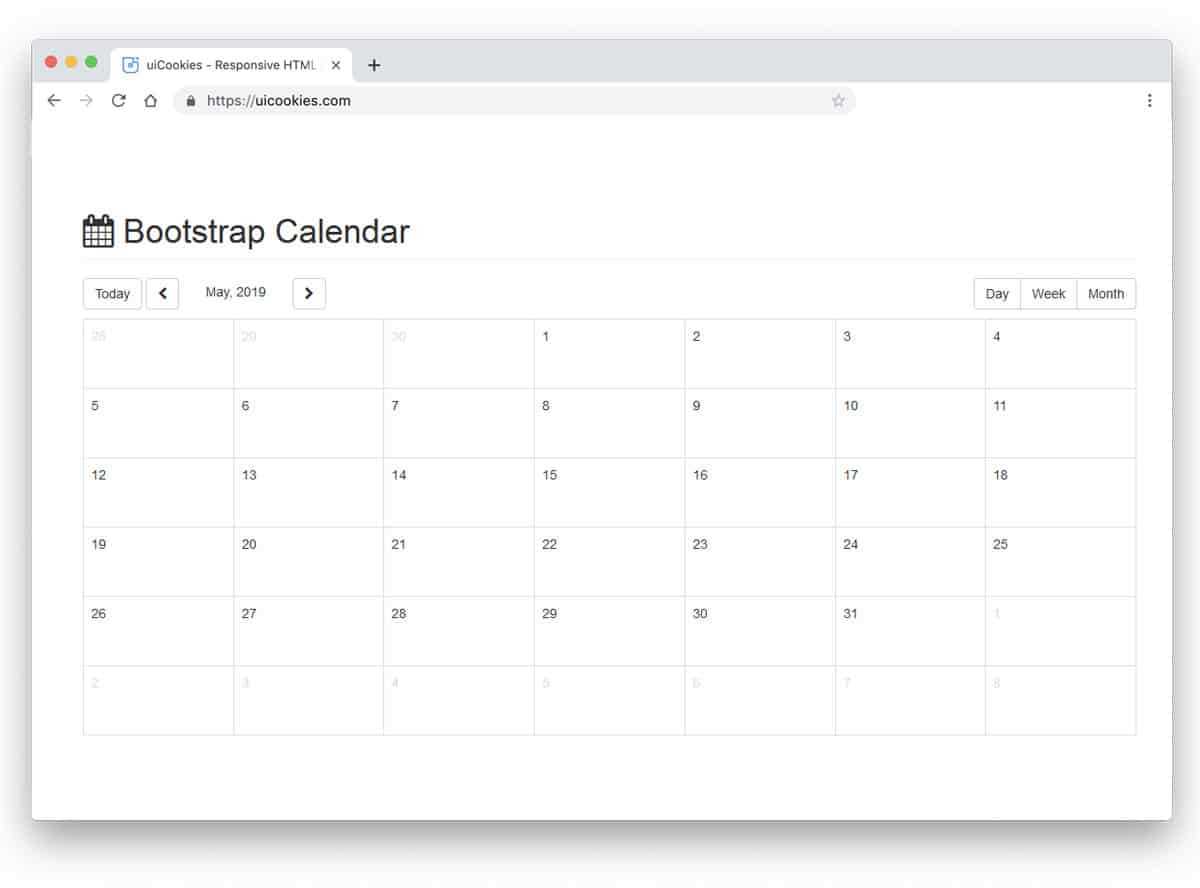 bootstrap calendar template free