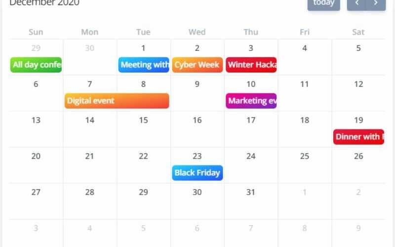 bootstrap calendar template free download