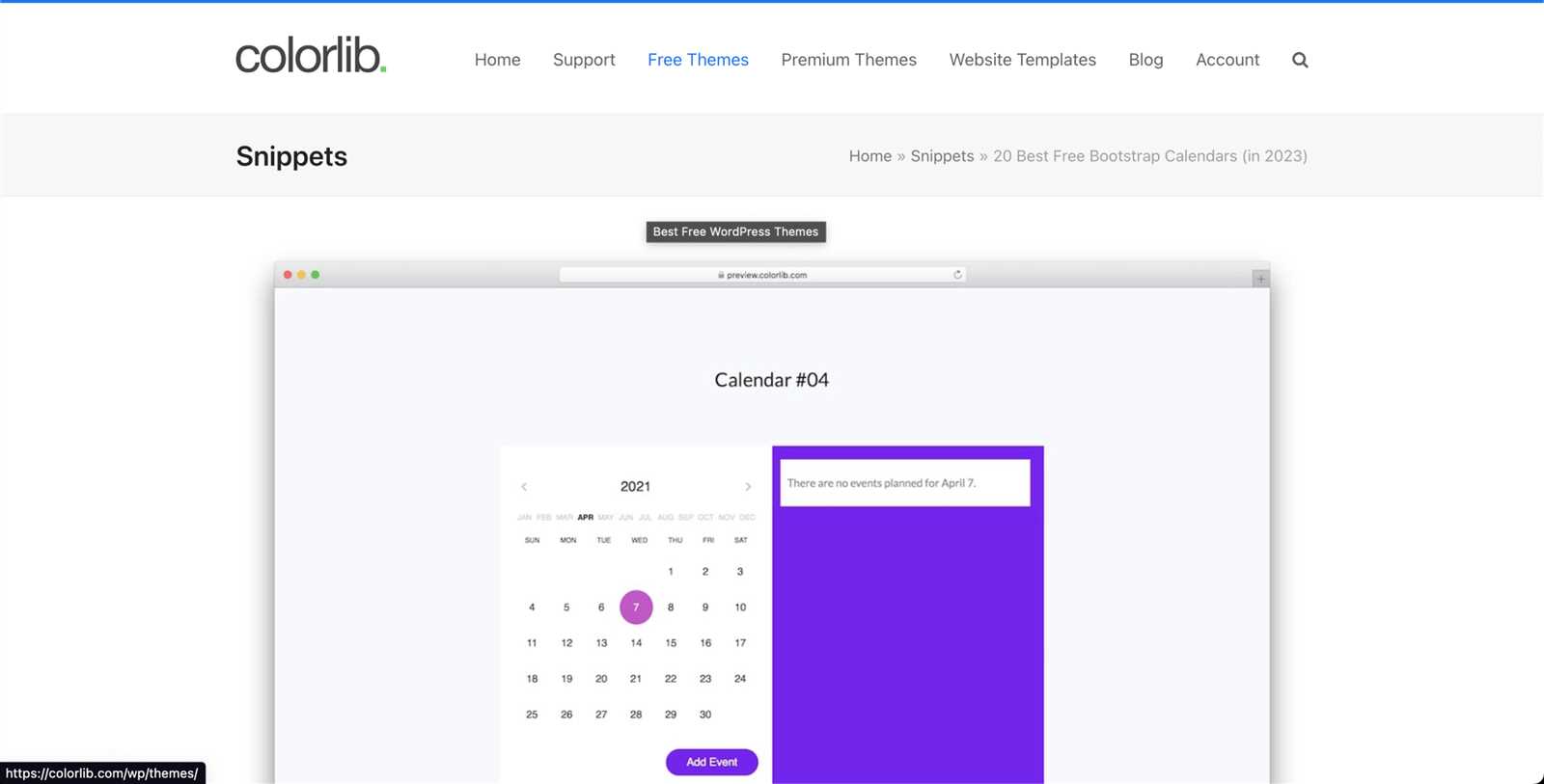 bootstrap event calendar template