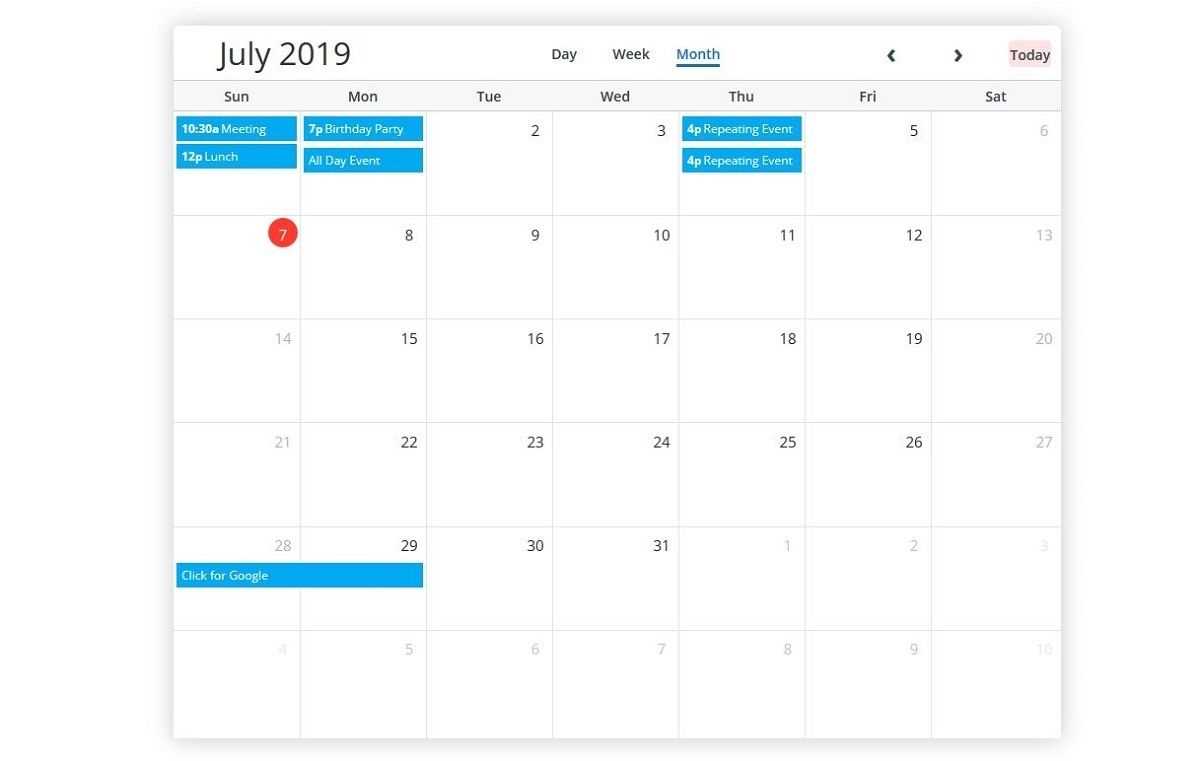 bootstrap event calendar template free download