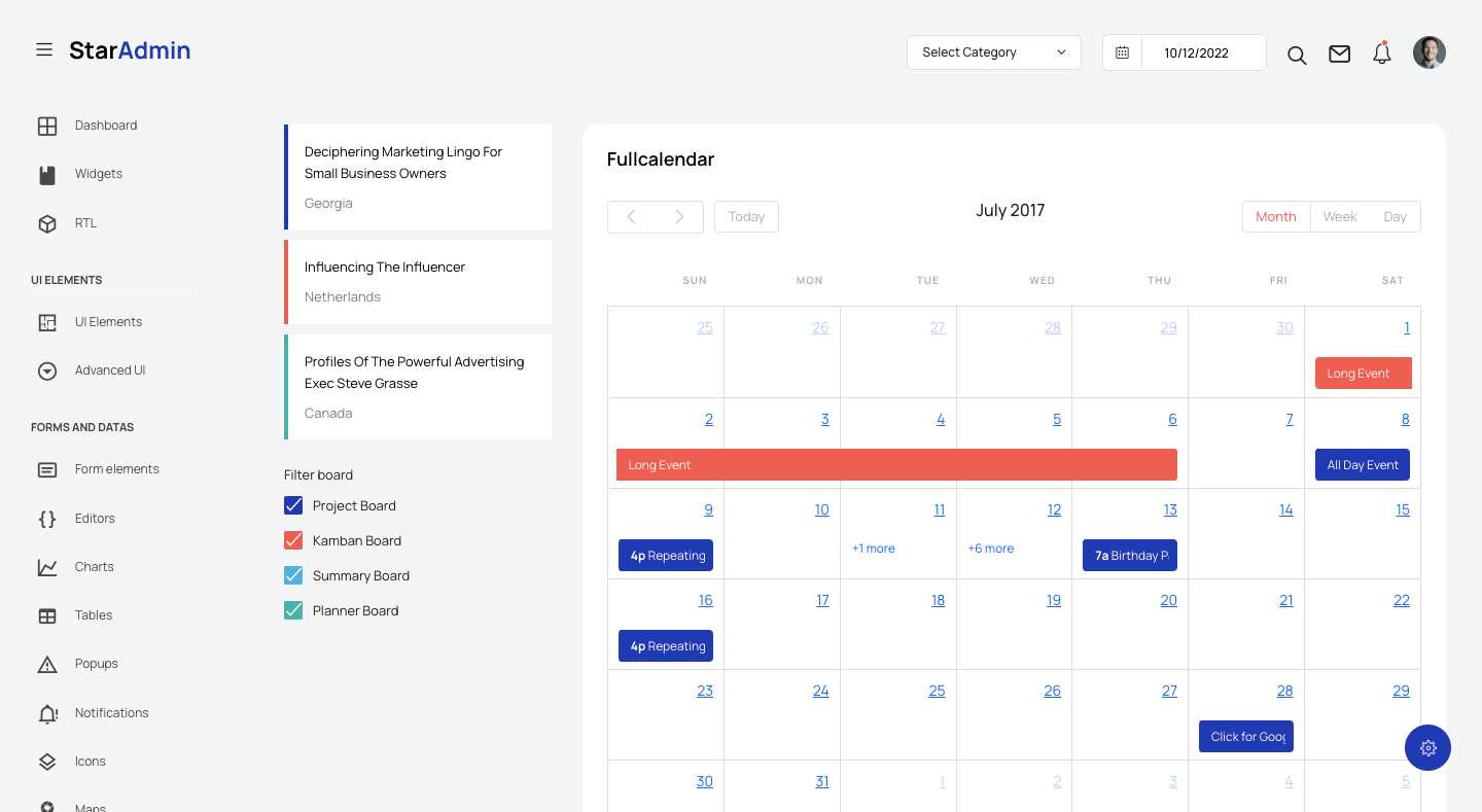 bootstrap event calendar template