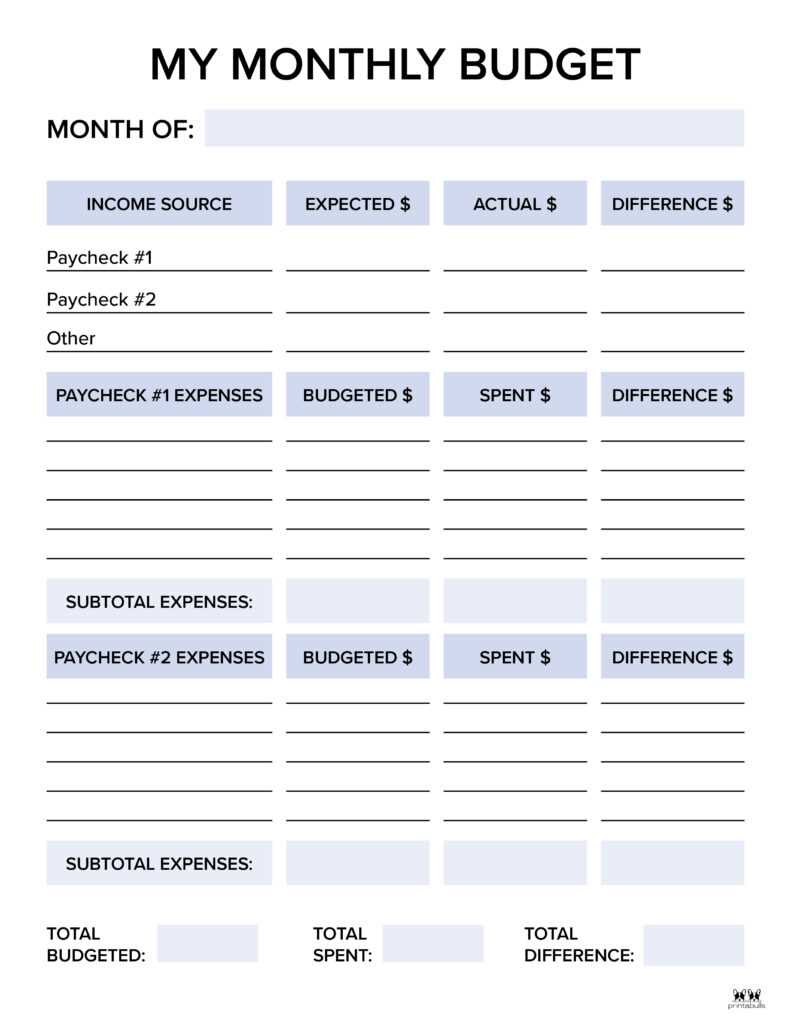 budget calendar template free