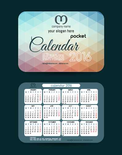 business card calendar template