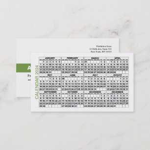 business card calendar template