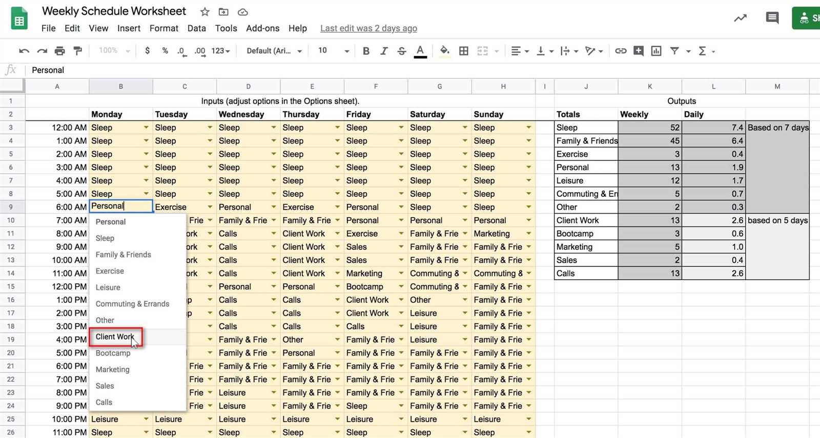 business planning calendar template