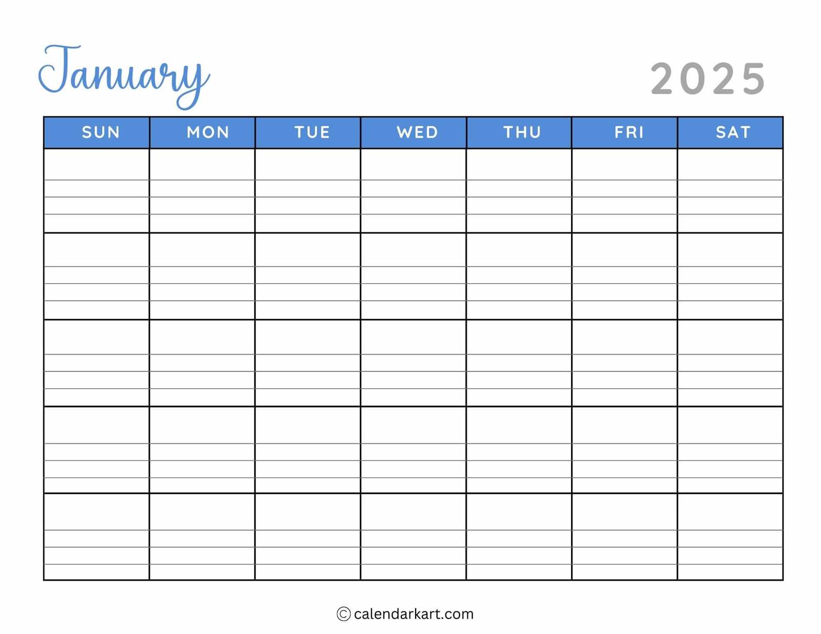 calendar 2025 january template