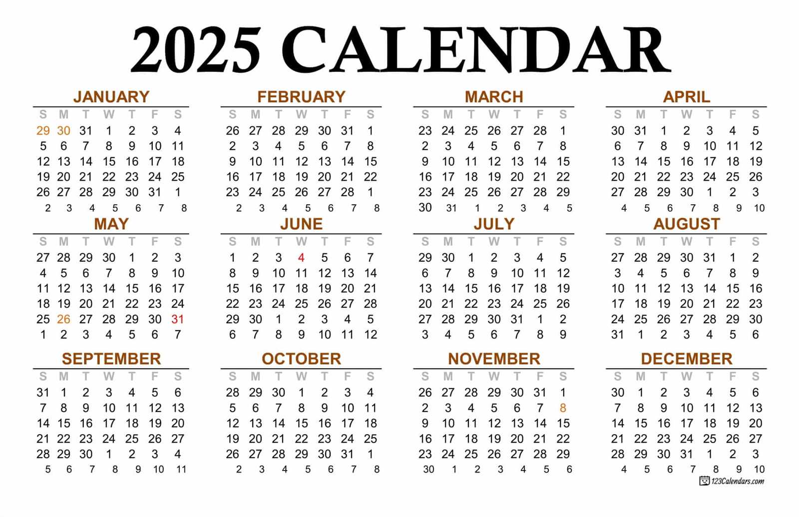 calendar 2025 template with holidays