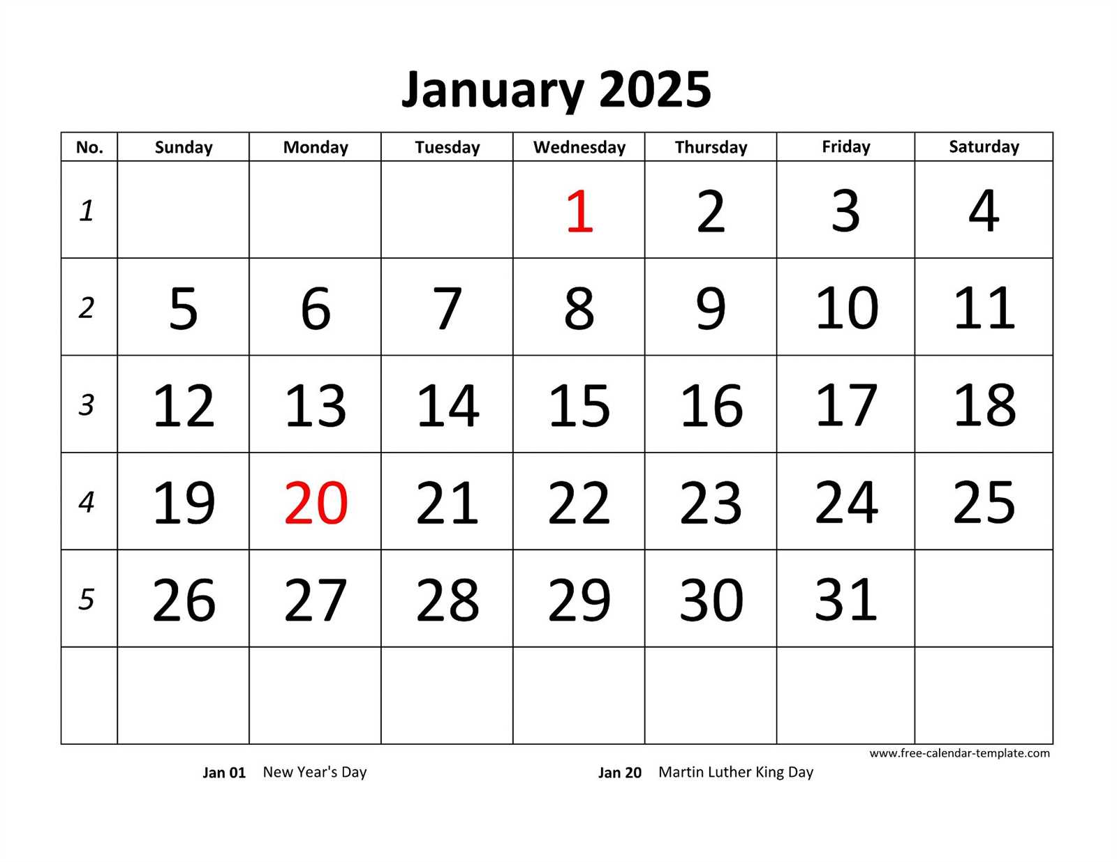 calendar 2025 template with holidays