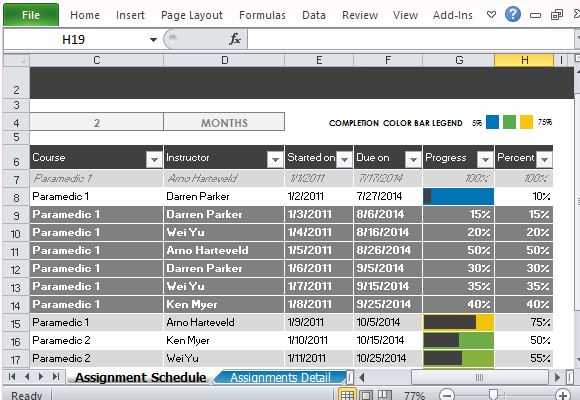 calendar assignments template