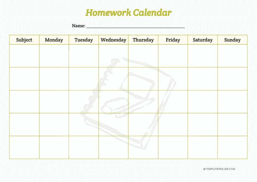 calendar assignments template