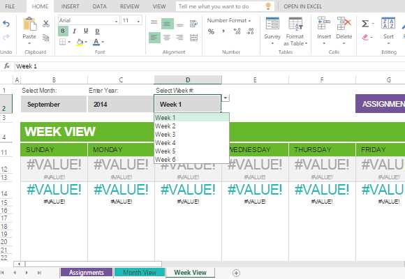 calendar assignments template