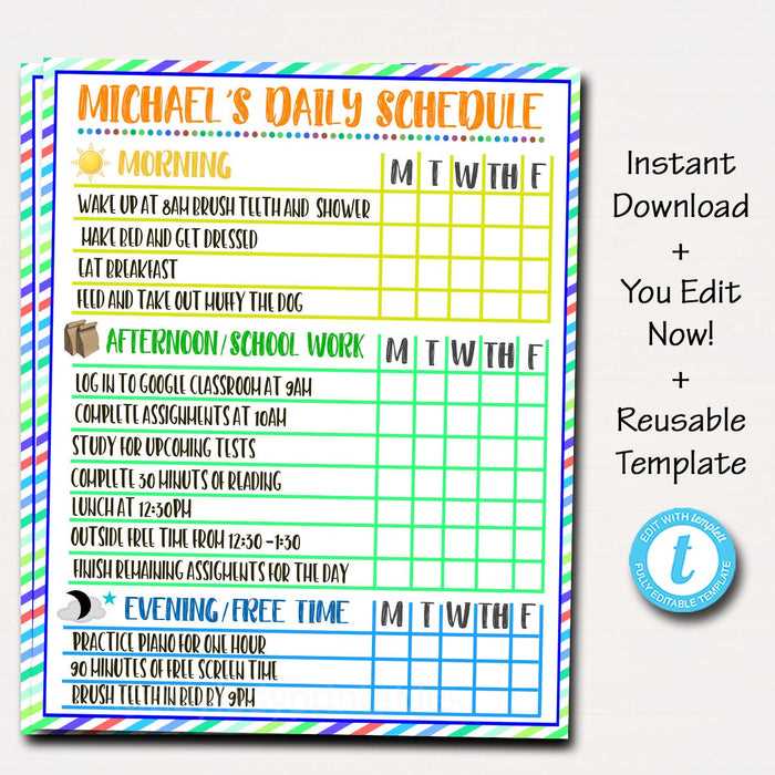 calendar assignments template