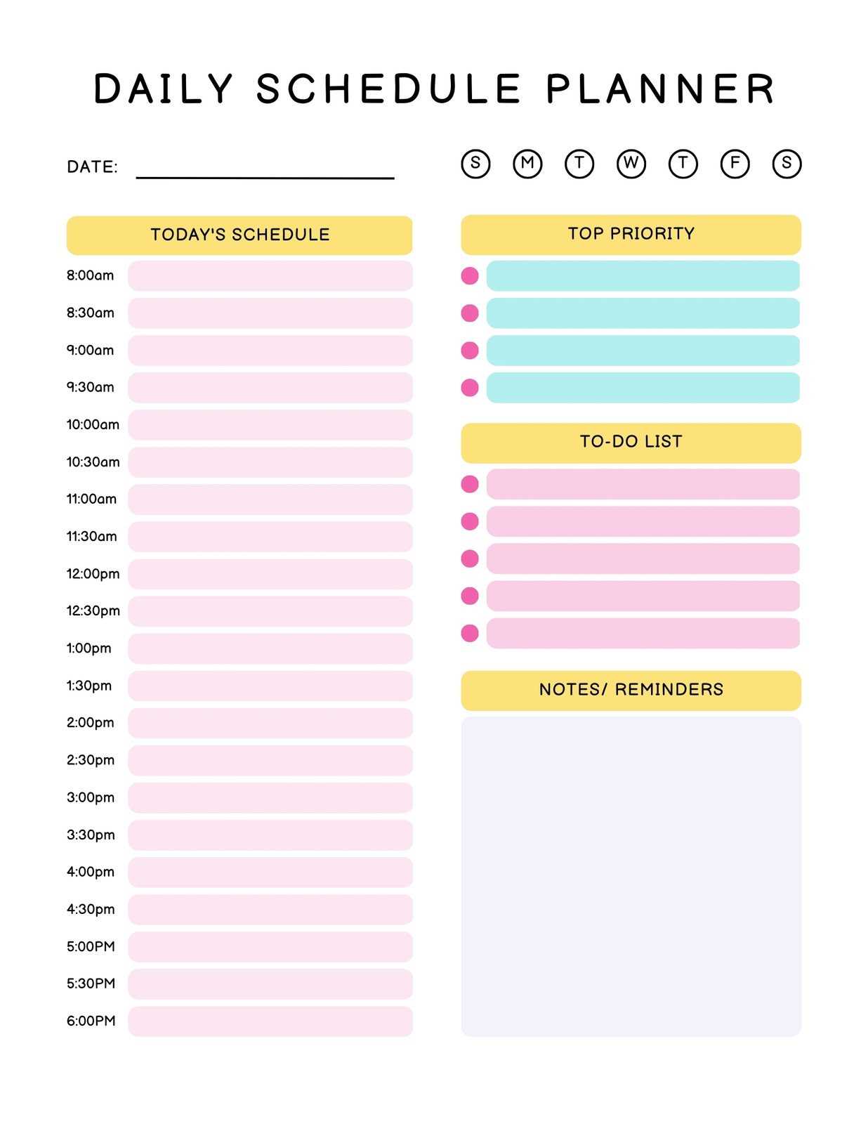 calendar by hour template