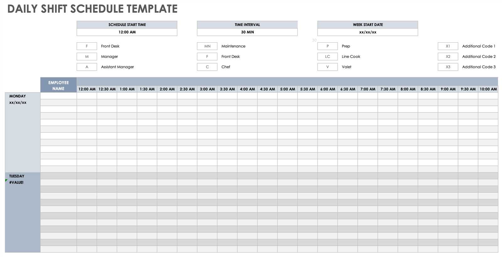 calendar daily template