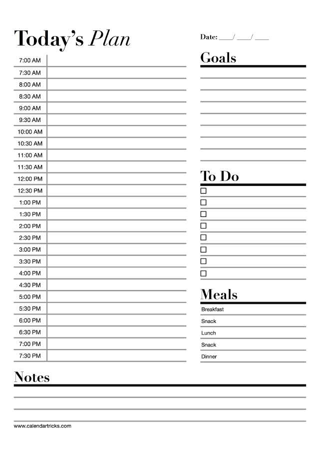 calendar daily template