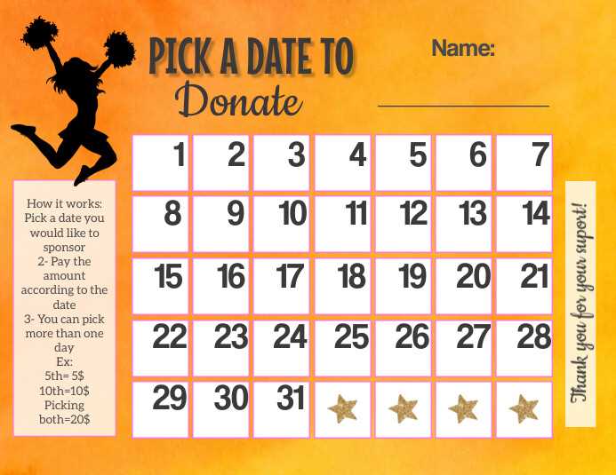 calendar donation fundraiser template