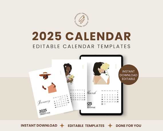 calendar editable template 2025