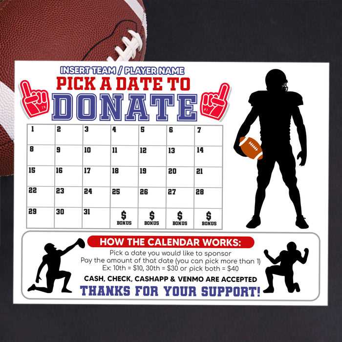 calendar fundraiser template football