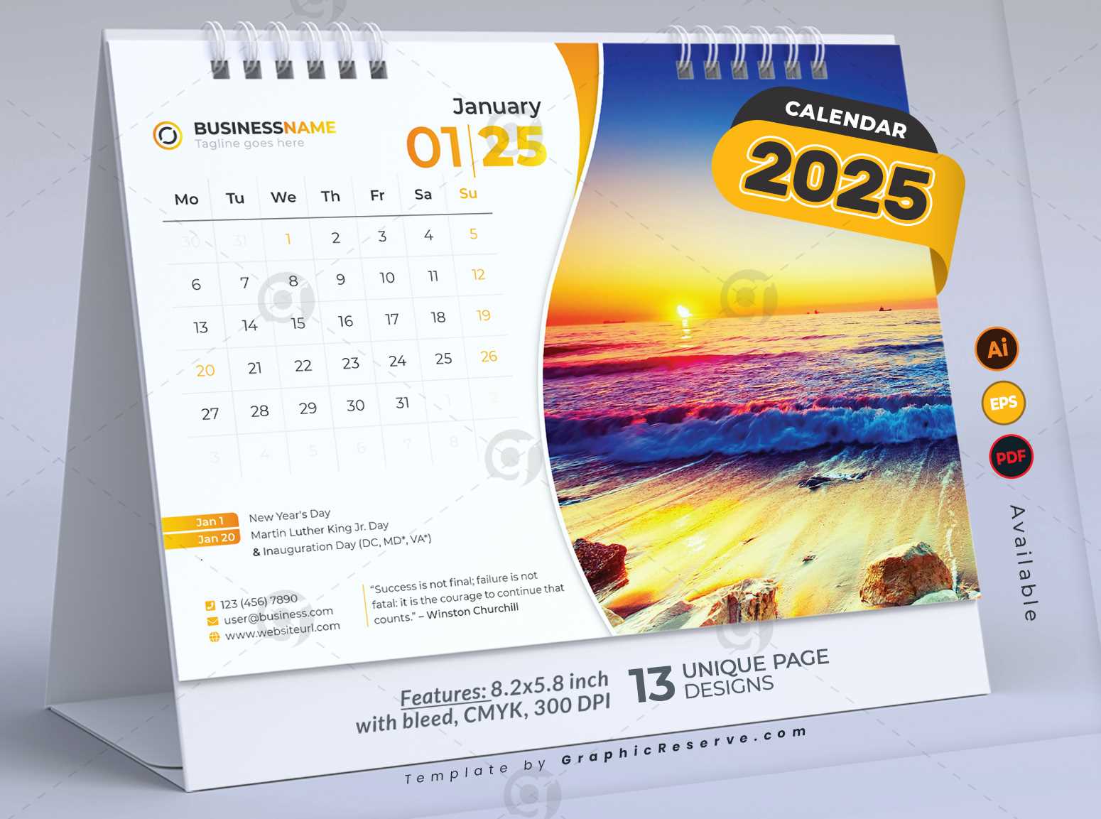 calendar illustrator template 2025