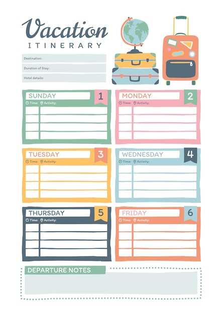 calendar itinerary template