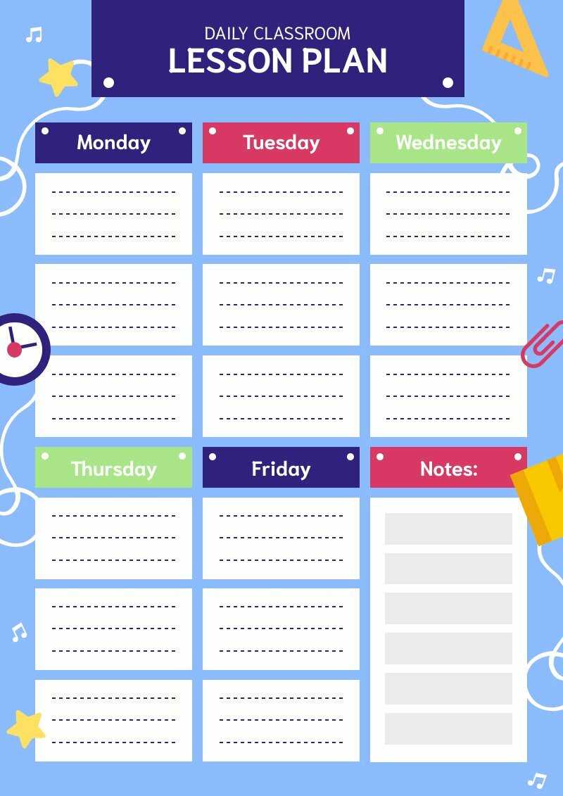 calendar lesson plan template