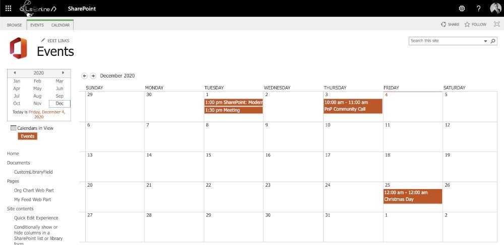 calendar list view template