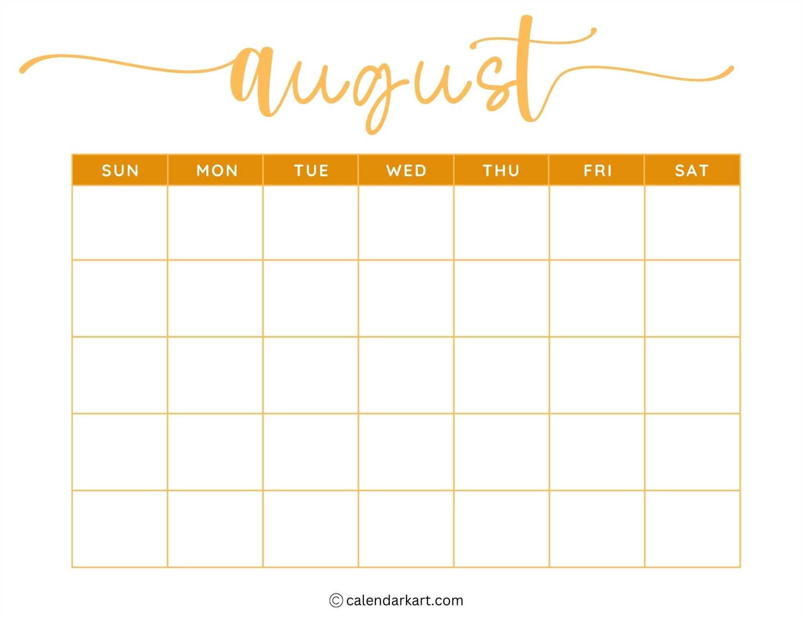 calendar month template printable