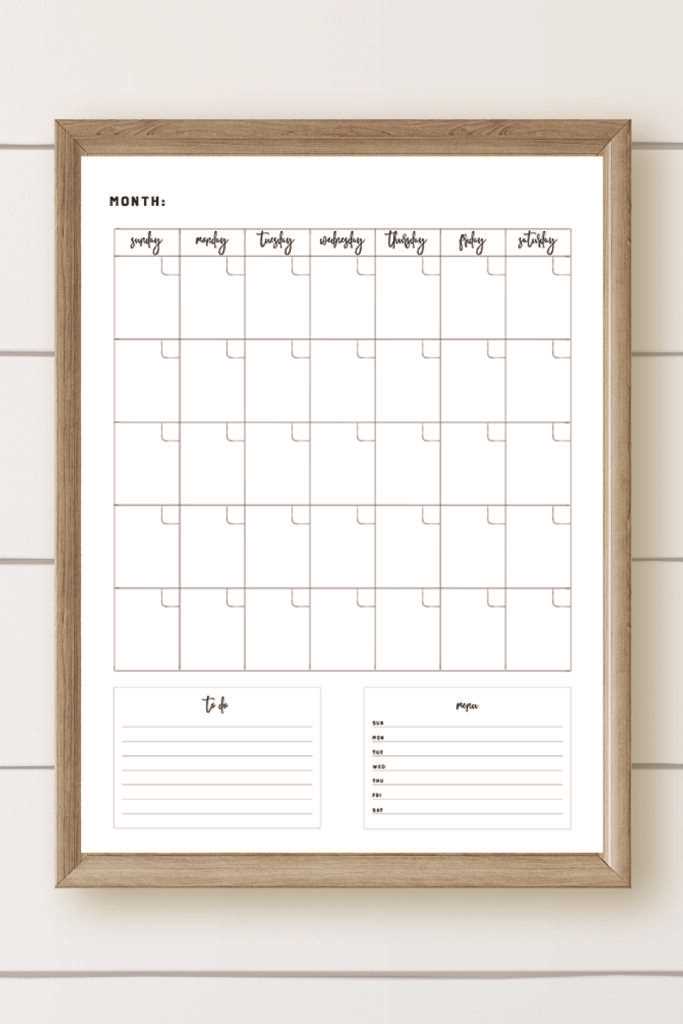 calendar month template printable