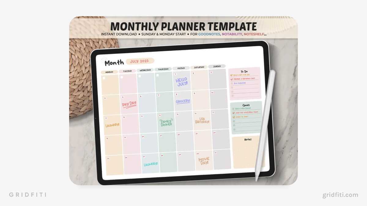 calendar notability template